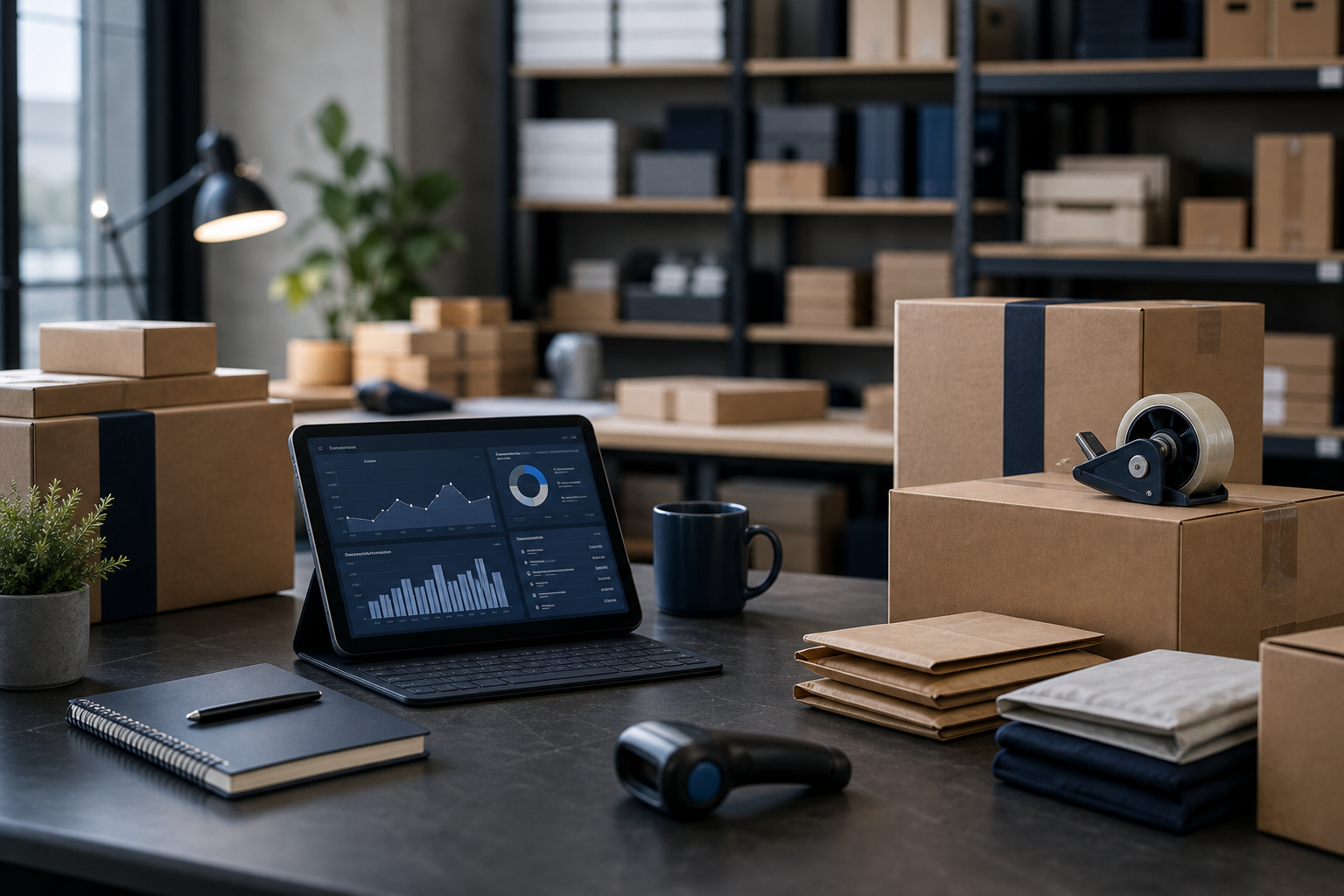 Professional commerce support environment with packaging, dashboard tools, and organized operations